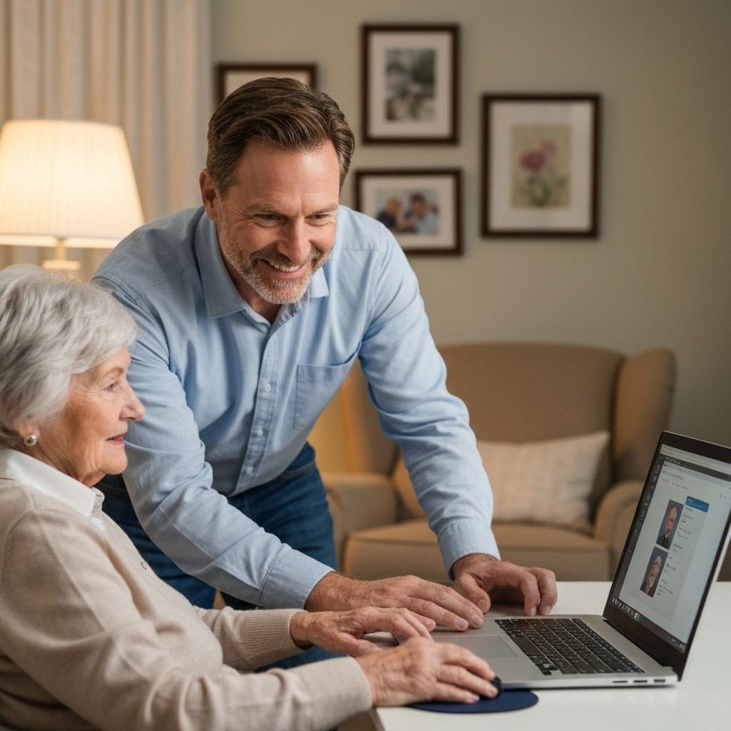 Friendly tech support helping with home technology